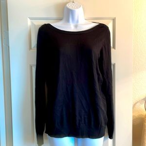 Banana Republic L silk cotton long sleeve black sweater